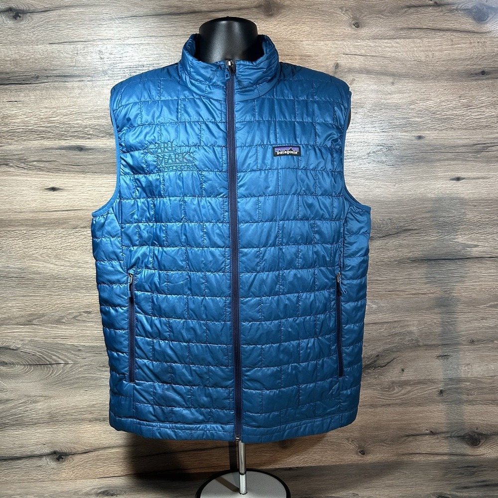 Patagonia Vest Mens XL Blue/green Full Zip Puffer Primaloft Insulated BRANDED